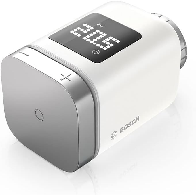 Bosch Smart Home Radiator Thermostat II, smart thermostat with app function, compatible with Amazon Alexa, Apple HomeKit, Google Home