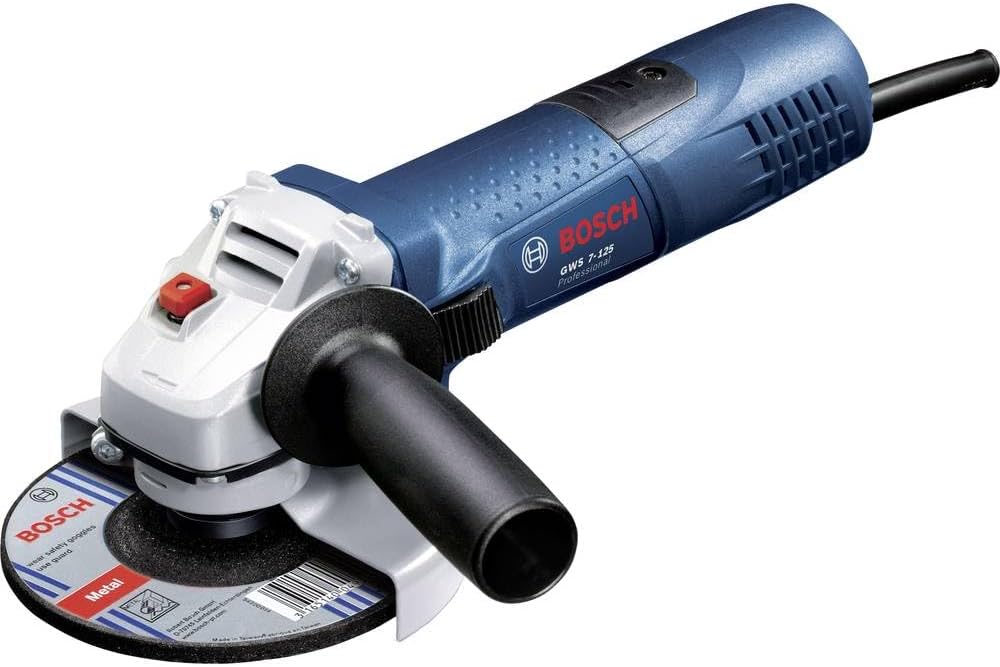 Bosch Professional Angle Grinder GWS 7-125 (Disc diameter 125mm, Power 720 Watts, incl. additional handle, mounting flange, protective cover, clamping nut, two-pin wrench) [Energy Class A+]