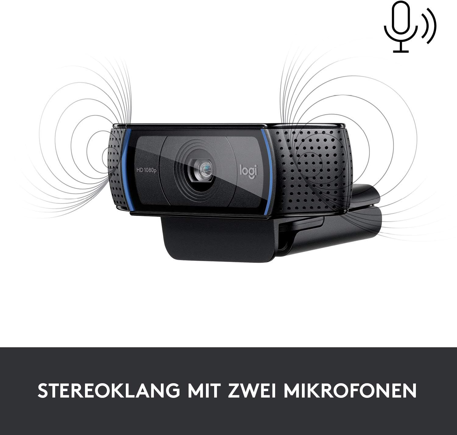 Logitech C920 HD PRO Webcam, Full HD 1080p, 78° field of view, autofocus, clear stereo sound, exposure compensation, USB connection, for Skype, FaceTime, Hangouts, etc., PC/Mac/ChromeOS/Android - Black