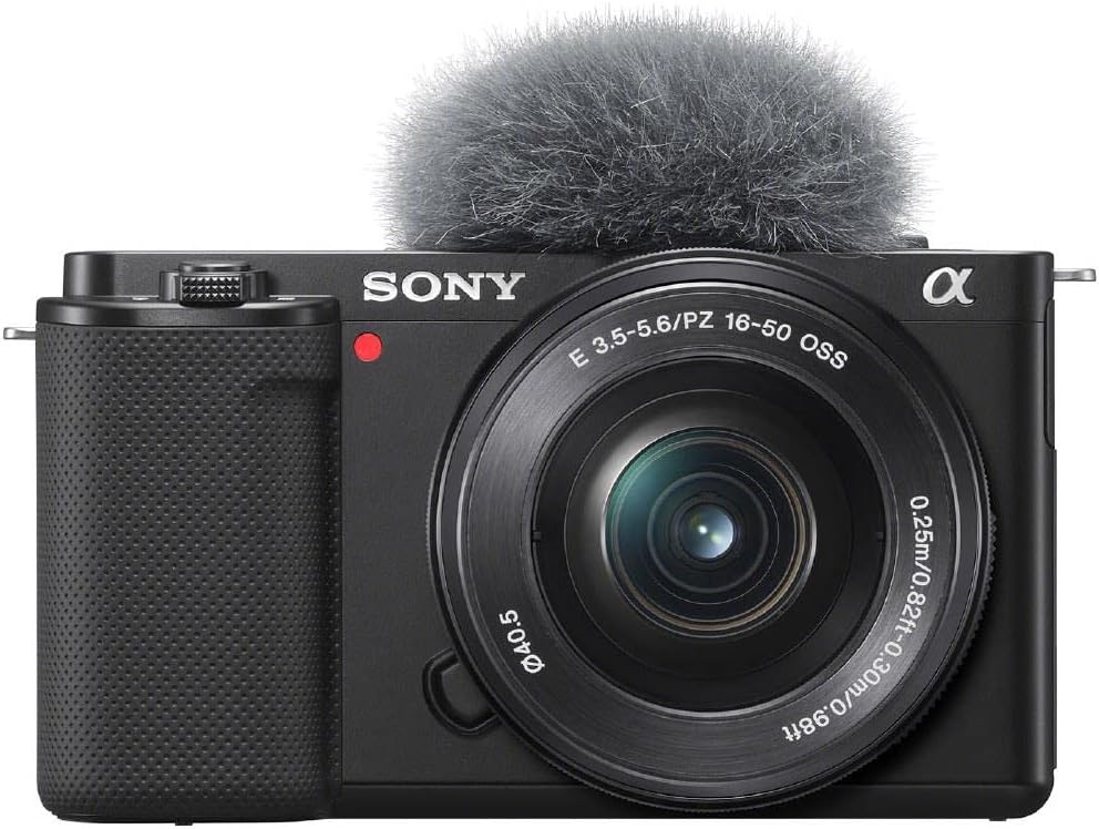 Sony Alpha ZV-E10 APS-C mirrorless vlog camera with 16-50mm lens (display for vlogging, 4K video, real-time eye autofocus)
