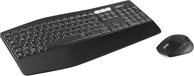 Logitech MK850 Performance Wireless Keyboard and Mouse Combo, Bluetooth, 2.4 GHz connection via USB receiver, 24- to 36-month battery life, palm rest, German QWERTZ layout, black
