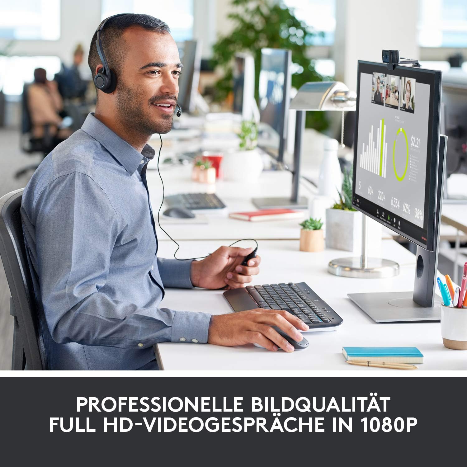Logitech C920 HD PRO Webcam, Full HD 1080p, 78° field of view, autofocus, clear stereo sound, exposure compensation, USB connection, for Skype, FaceTime, Hangouts, etc., PC/Mac/ChromeOS/Android - Black