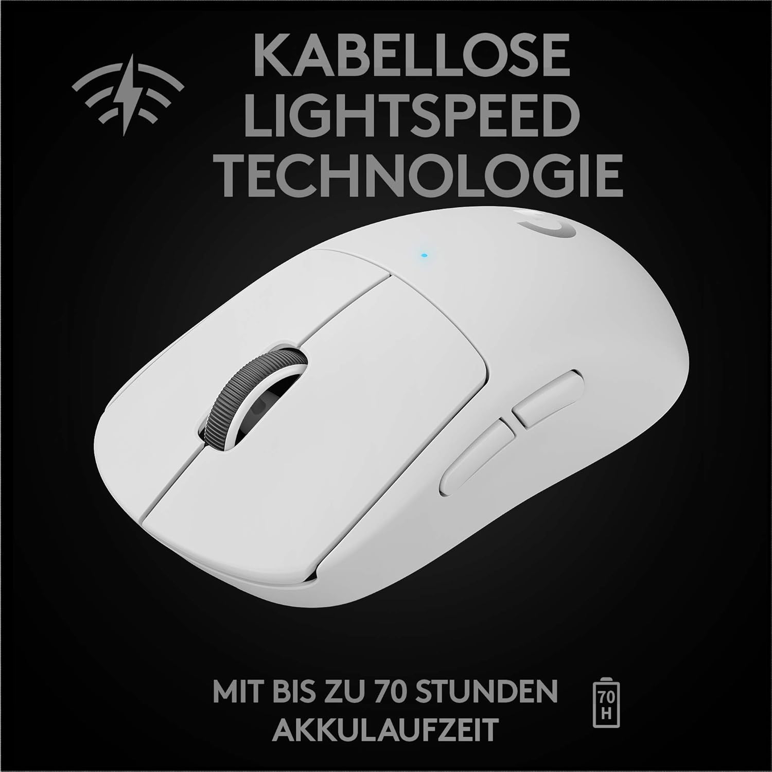 Logitech G PRO X SUPERLIGHT wireless gaming mouse with HERO 25K sensor, ultra-lightweight at 63g, 5 programmable buttons, 70-hour battery life, additive-free PTFE feet, PC/Mac - White
