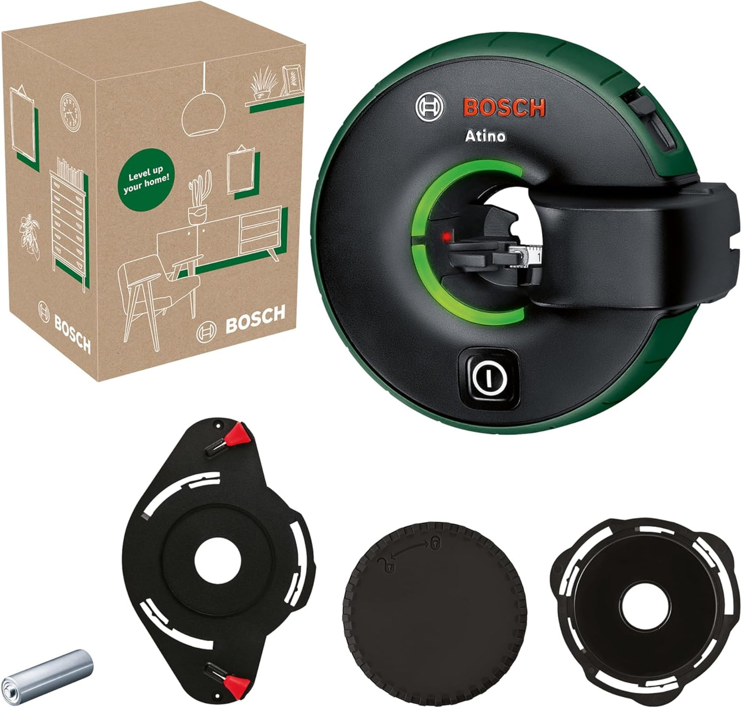 Bosch Home and Garden Bosch All-in-One-Linienlaser Atino der 2 Gen,mit Maßband (horizontale, vertikale Ausrichtung, einfache Befestigung an rauen & glatten Oberflächen, im E-Commerce Karton)